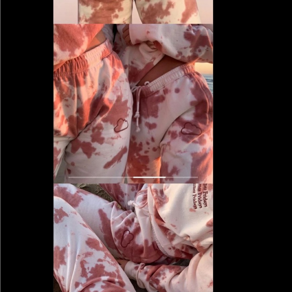 Summer Fridays pink tie dye sweat set (crew neck and joggers) size small